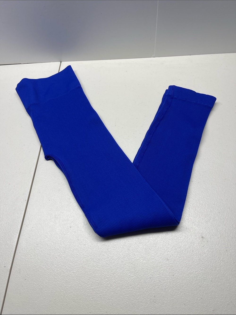 Women's Ribbed Electric Blue Leggings. NEW